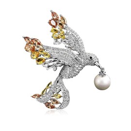 EMEGCY Peace Dove Brooch Pin Pearl Pigeon Brooch Pins Rhinestone Bird Brooches Jewelry Gift for Women