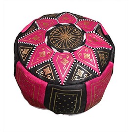 Moroccan Pouf Ottoman Footrest Hassock Handmade Leather Comfortable Unstuffed