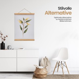 LIKARTO Premium Poster Rail Pine A3 | 30 cm - High-Quality Magnetic Picture Rail Made of Real Wood Including Leather Strap - Easy to Hang Pictures