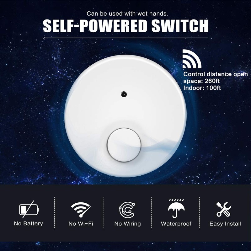 Garbage Disposal Wireless Switch Kit, Self-Powered Portable Remote Control Outlet