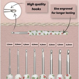 Crochet Kits for Beginners Adults | 8 PCS Crochet Hook Set | Crochet Gift | 2.5-6mm Crochet Hooks with Case (White Flowers)