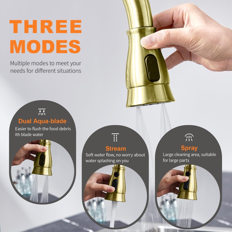 TIORIY Kitchen Faucet Head Replacement with 15 Adapters, 3 Modes