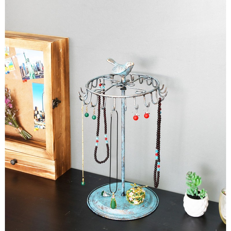 Golden Turquoise Bird Rotating Necklace Holder Bracelet Stand/Jewelry Organizer/Jewelry Tree