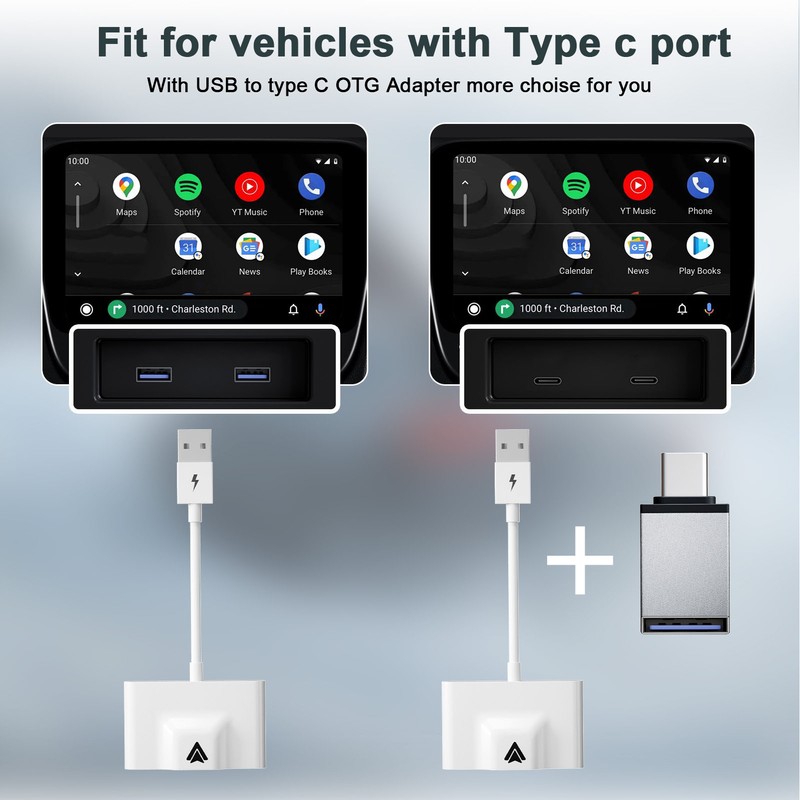 Wireless Auto Car Adapter For Android Type C Plug and