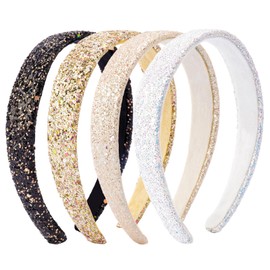 Tihebax Headbands for Women Girls Glitter Purple Black White Headband Women Girls Sparkly Headband Rose Gold Hair Band for Girl Headbands Bling Head Bands Hair Accessories for Holiday, Back to School