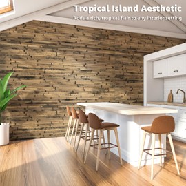 Art3d Natural Bamboo Wall Panel for Interior Wall Decor, Renewable Pole Wrap Wainscoting Paneling for Wall Ceiling Furniture Cabinet Office, 48 x 96 Inch - Dark Burned