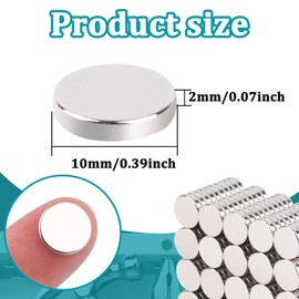 MIN CI Pack of 200 Small Magnets Strong 10 x 2 mm Mini Magnets Round Fridge Magnets for Notice Board, Whiteboard Magnet for Crafts