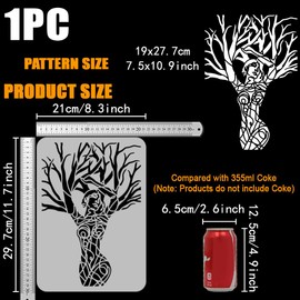 FINGERINSPIRE Tree of Life Painting Large Stencil 8.3x11.7 PET Character Spraying Reusable Minimalist Line Art Woman Pattern Wall Goddess Template in Human Shape