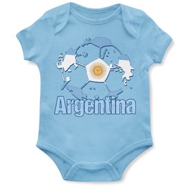 Purple Print House Argentina Flag Football Babygrow Argentinian Soccer Fútbol Tournament Supporters 2022 Baby Gifts for Boys Girls, 6-12 Months, Light Blue