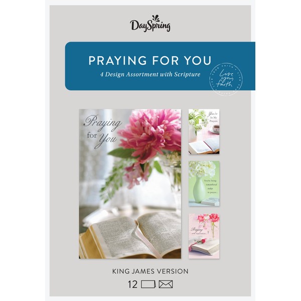 DaySpring - Praying for You - King James Version - 4 Design Assortment With Scripture - 12 Praying for You Boxed Cards and Envelopes (81841)