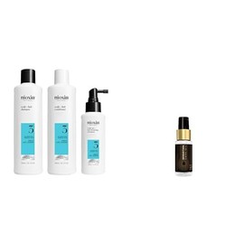Nioxin Nioxin Scalp + Hair Thickening System 3 - Hair Thickening System for Colored or Damaged Hair with Light Thinning, Full Size - 3 Month Supply + Sebastian Professional Dark Oil Lightweight Hair Styling