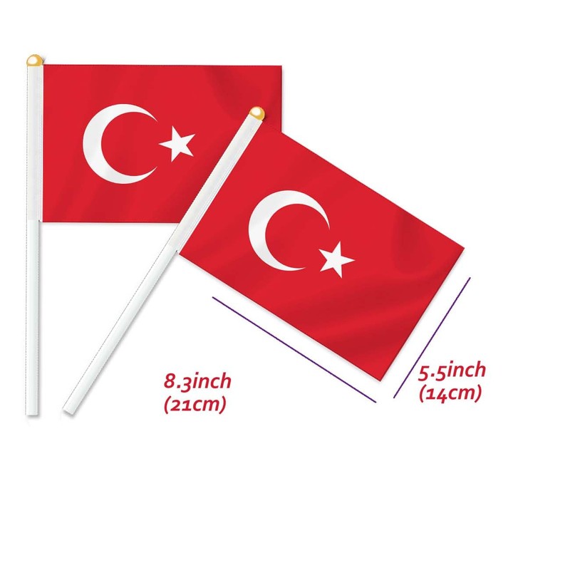 10 PCS Türkiye Handheld Small Flag, Turks Hand held Mini