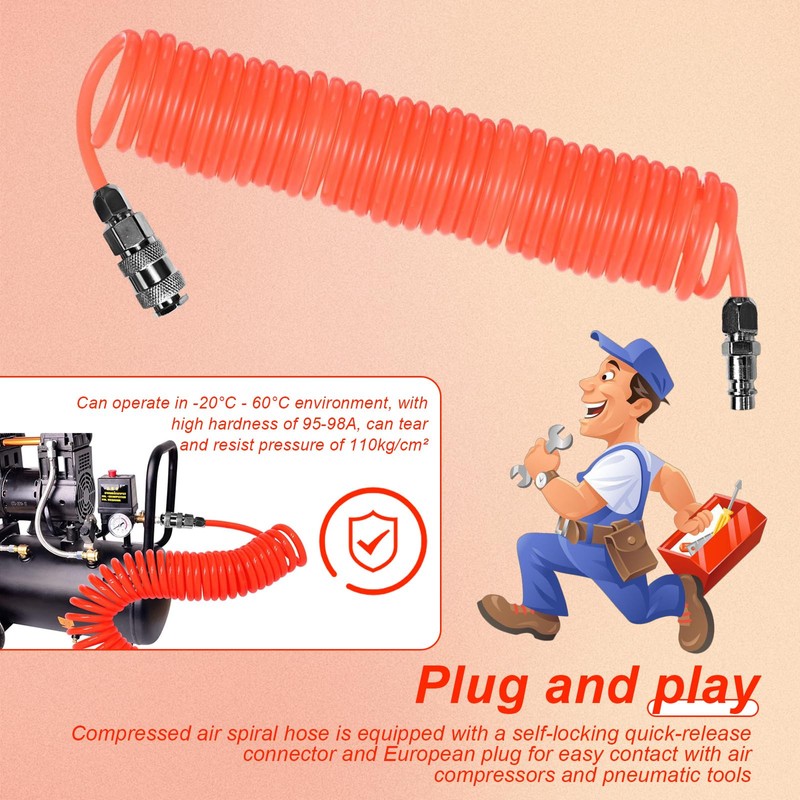 SRJQXH Compressor Hose 6 m, Retractable Air Hose, with 1/4