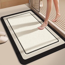 Bathroom Rug Mat, Rubber Non Slip Quick Dry Super Absorbent Bath Carpet, 50 x 80cm Washable Bathroom Floor Mats for Bathroom Floor, Tub, Sink and Shower Rug (Style C, 50x80cm)