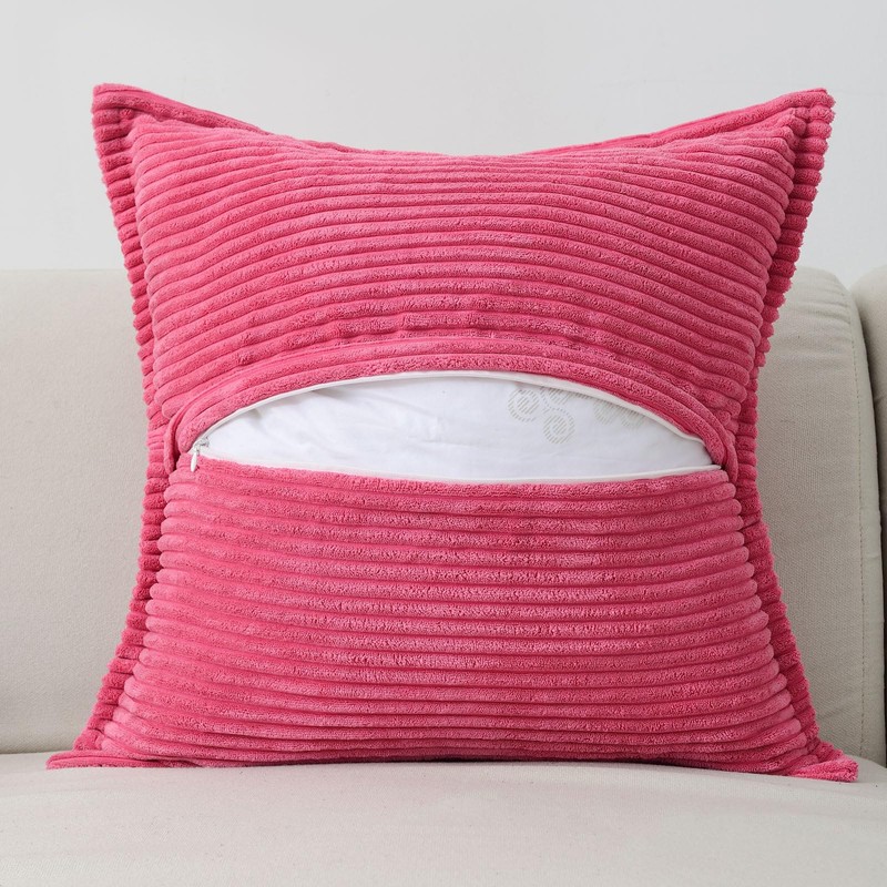 HAUSSY Hot Pink Throw Pillow Covers 20x20 Inch Set of