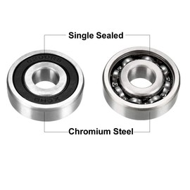 sourcing map 6200RS Deep Groove Ball Bearing Single Sealed 160200, 10mm x 30mm x 9mm Chrome Steel Bearings (Pack of 2)