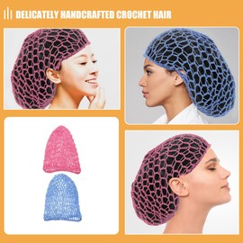 Milisten Gorro de Red para el Cabello Largo, Redecilla de Crochet para Mujer, Hecha de Poliéster Respirable, Pack de 2 para Dormir y Rutinas Diarias