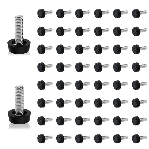50Pcs M6 Thread Adjustable Furniture Levelers, Antislip Leveling Feet Screw-in