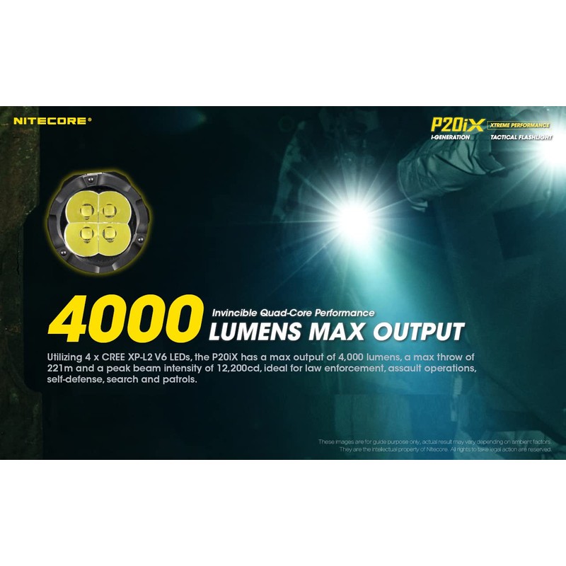 Nitecore P20iX Tactical Flashlight, 4000 Lumen USB-C Rechargeable High Lumen