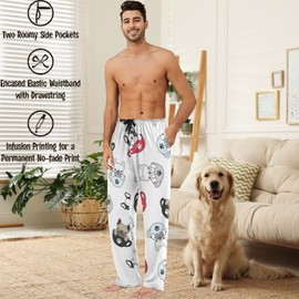 visesunny Mens Pajama Pants Funny French Bulldog Cup Pug 100% Cotton Lightweight Soft Pajama Bottoms Lounge Sleepwear PJs with Pockets S-XXL