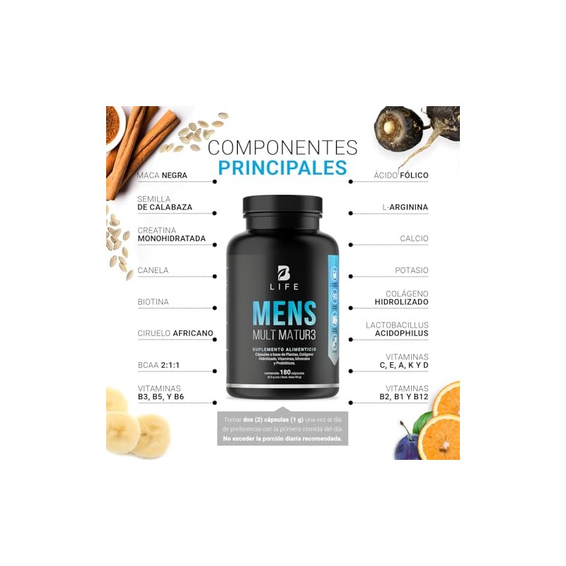 Life Multivitamínico Hombre 180 Cápsulas Vitaminas Más Potenciadas Calcio Colágeno