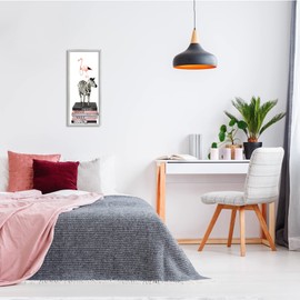 Stupell Industries Fashion Flamingo Zebra Glam Book Stack Pearls, Designed by Ziwei Li Gray Framed Wall Art, 10 x 24, Black