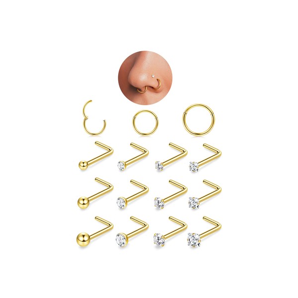 FIOROYAL 18G Nose Piercing Ring and 20G Nose Piercing Plug,