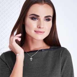 MYA art Premium MYASIKET-114 Women's Necklace 45 cm 925 Sterling Silver Cross with Jesus Pendant, Sterling Silver