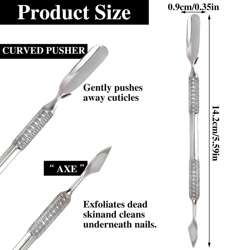 Professional Stainless Steel Cuticle Pusher and Remover Tool for Manicure