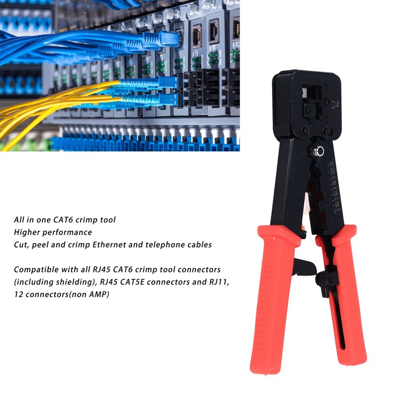 RJ45 Crimping Tool Pass Through CAT6 CAT5E Ethernet Wire Crimper