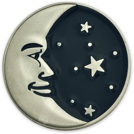 PinMart Astrology Moon Face and Stars Enamel Lapel Pin