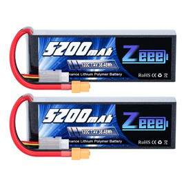 Zeee 2S Lipo Battery 5200mAh 7.4V 120C with XT60 Connector Soft Pack for 1/8 1/10 RC Vehicles Car Slash RC Buggy Truggy Airplane UAV Drone (2 Packs)