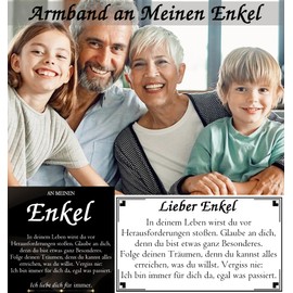 PDTU Grandson Gift from Grandpa Grandma, Leather Bracelet with Engraving Ich Liebe Dich Gift for My Grandson Boy, Grandson Gifts from Grandparents for Birthday, Graduation, First Day of School, Christmas