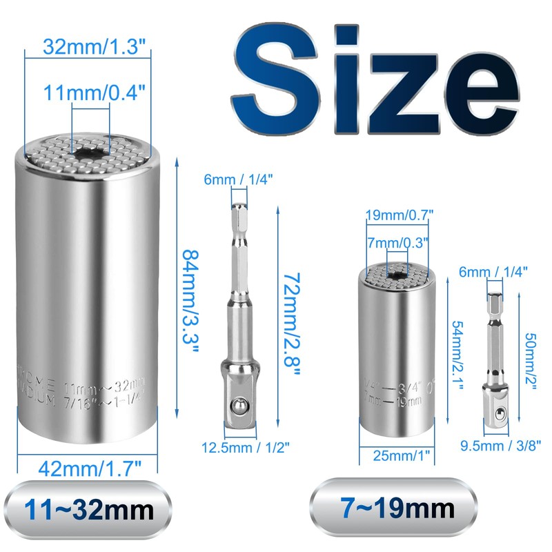 Lpluziyyds Universal Socket Set, Multi-Function Universal Socket Tool with Drill