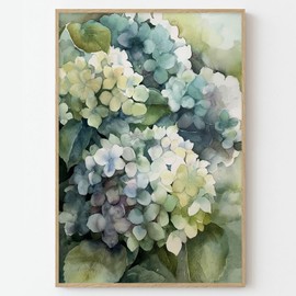 Green Hydrangea Canvas Wall Art Aesthetic Flower Painting Abstract Botanical Prints Watercolor Hydrangea Wall Art Green Flower Pictures Elegant Green Wall Art Hydrangea Flower Painting 16x24in No Frame