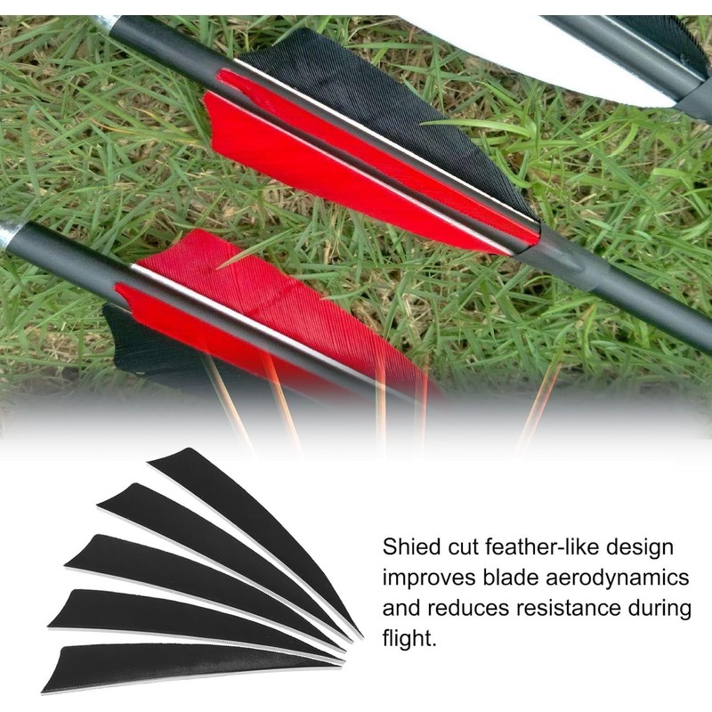 Wzenclave 50 Pcs Arrows Vanes 4-inch Shield Shaped Feather, Left