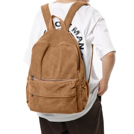 BOZIEE Cord Backpack Women's Daypacks City Backpack Backpacks Backpack Handbags Cordury School Backpack for Women Girls Teenagers School Travel Work Everyday, brown, L