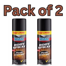 Lucky for Men Body Spray, Peak Energy, 4.2 oz (Pack of 2)