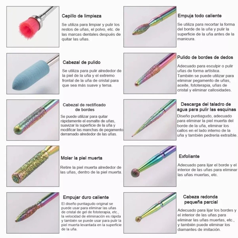 Universo en Linea 10 Piezas Puntas Para Uñas Limpiador De