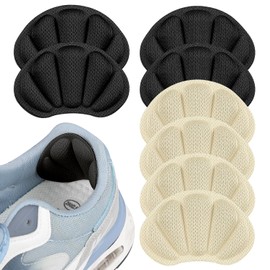 Heel Pads for Shoes That Are Too Big – 4 Pair Anti-Slip Heel Grips for Women & Men, Cushioned Inserts to Prevent Blisters & Tighten Loose Shoes, Comfort Fillers (Black+Beige Color, One Size)