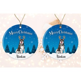 Alaskan Merry Christmas Ornament - Merry Xmas Gifts for Pet Lovers Dog - Ornament Christmas Tree Hanging Decorations - Gifts for Lovers Dog Ornament Printed on Both Sides