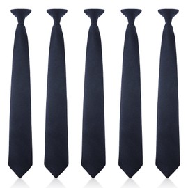 wlertcop 5pcs Navy Blue for Men's, Clip-on Ties Solid Uniform Pre-tied Adjustable Neck Strap Tie for Wedding Funeral Formal Business Tie Graduation School Uniforms