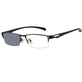 Men Photochromic+ Multifocus Glasses 3 Powers in 1 Reader, Change to Gray On Sun (Black, 1.5)