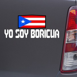 Custom Brother - YO Soy Boricua Puerto Rico Puerto Rican White Color Car Laptop Wall Bumper Decal Sticker, DesE28