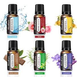 Essential Oils Set, Starter Kit Oils for Diffusers for Home, Aromatherapy Oils Gift Set 6 * 10 ml - Rose, Lavender, Freesia, Deep Ocean, Sandalwood, Vanilla for Any Occasion