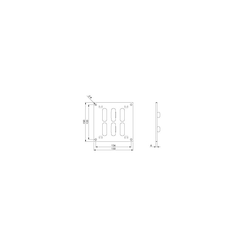 150x150mm (6x6") Sliding Grille Made of Sheet Steel, White Ventilation