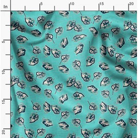 Soimoi Leaves Print - Blue, Canvas Fabric Material - 56 Inch Wide, 1 Meter, Unstitched Fabric For Upholstery, Bags, Workwear And Outdoor Gear.