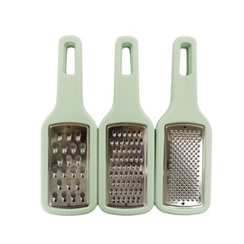 Fackelmann Ocean Set di 3 grattugie da cucina, impilabili, facili da riporre, in acciaio inox e polistirolo, lavabili in lavastoviglie, 21 x 6,5 x 4 cm, verde acqua, 1 pz.
