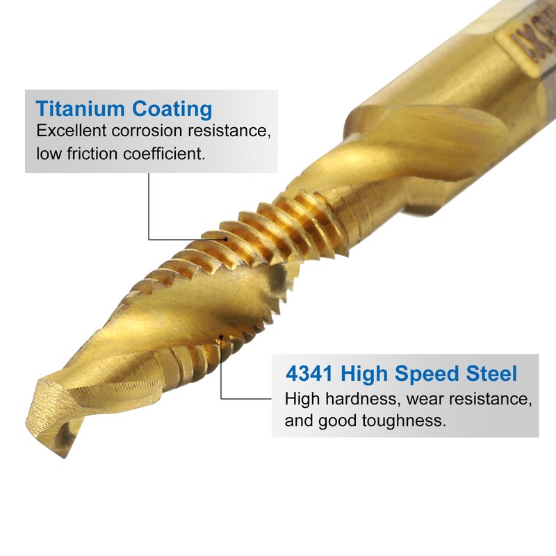 sourcing map 13pcs Combination Drill Tap Bit Set, SAE 6-32NC