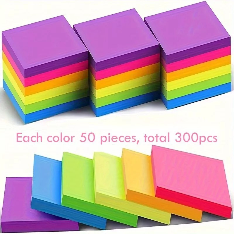 300pcs Post It Notes Pop-Up, Sticky Notes 6-Color Bright School/Office